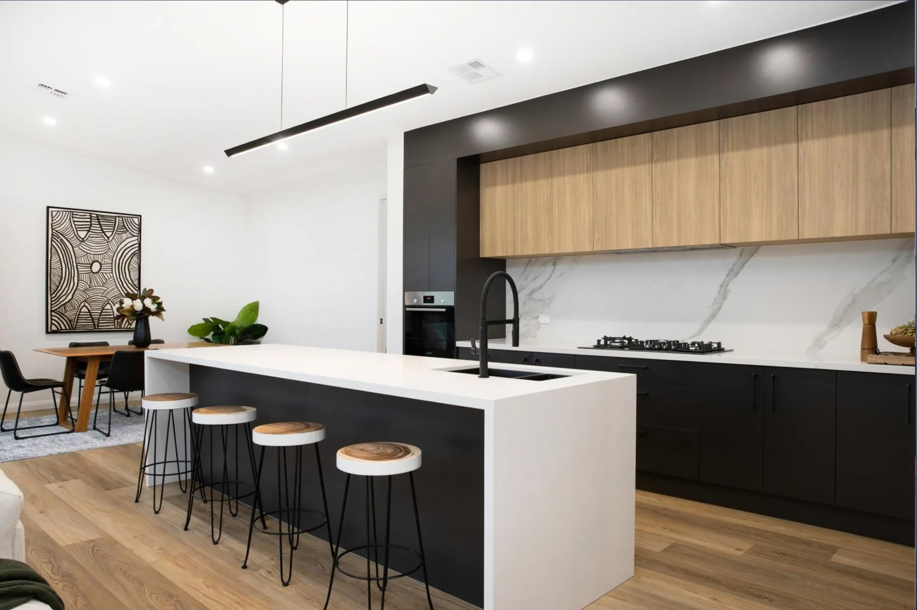 Kitchen island, contemporary family home in Canberra