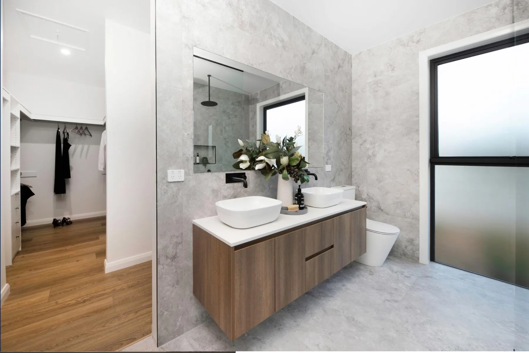 Bathroom vanity, contemporary family home in Canberra